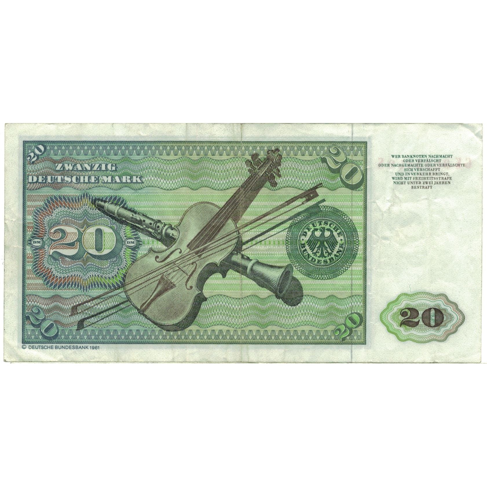 Banknot, Niemcy - RFN, 20 Deutsche Mark, 1980, 1980-01-02, KM:32d, EF(40-45)