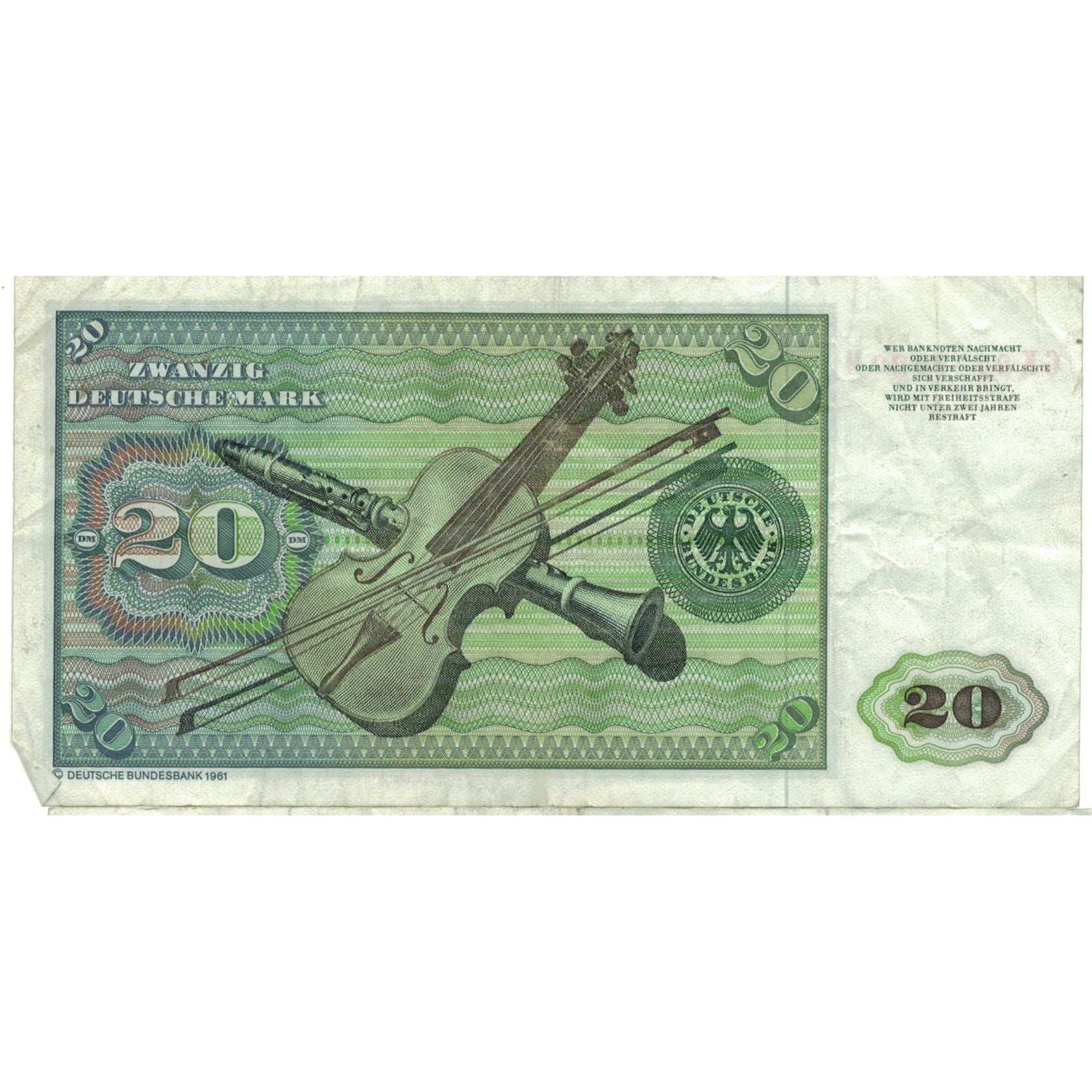 Banknot, Niemcy - RFN, 20 Deutsche Mark, 1980, 1980-01-02, KM:32d, EF(40-45)