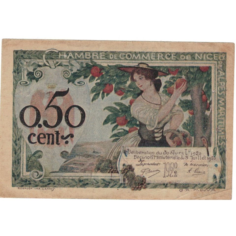 France, Nice, 50 Centimes, 1920, EF(40-45), Pirot:91-9