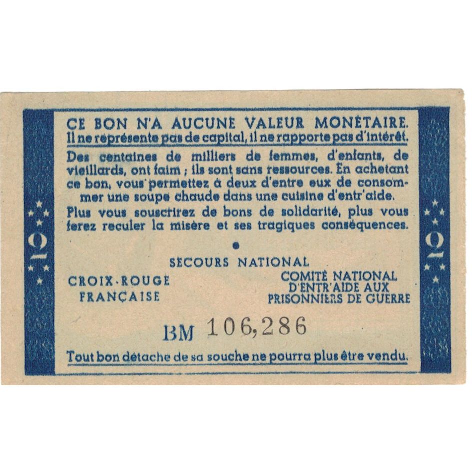 France, Bon de Solidarité, 2 Francs, 1941, UNC(63)