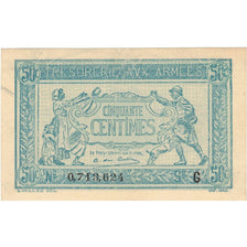 France, 50 Centimes, 1917-1919 Army Treasury, 0713624, AU(55-58)