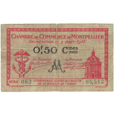France, Montpellier, 50 Centimes, 1915, Chambre de Commerce, VF(20-25)