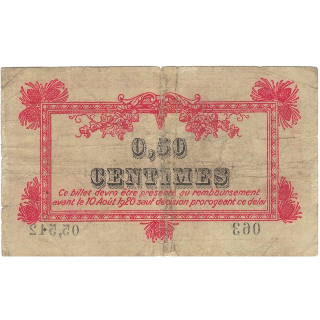 France, Montpellier, 50 Centimes, 1915, Chambre de Commerce, VF(20-25)