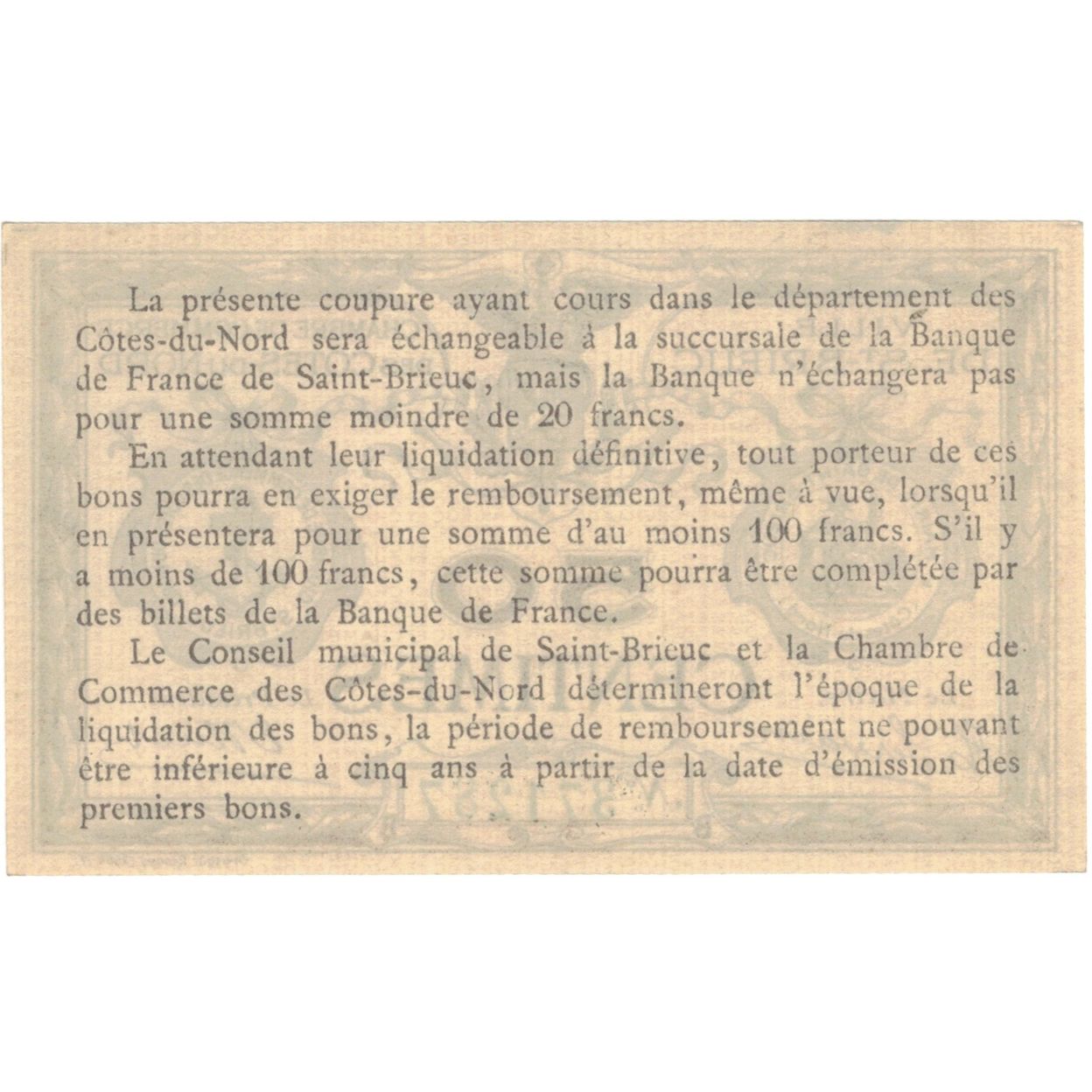 Frankreich, Saint-Brieuc, 50 Centimes, Chambre de Commerce, UNZ, Pirot:111-1