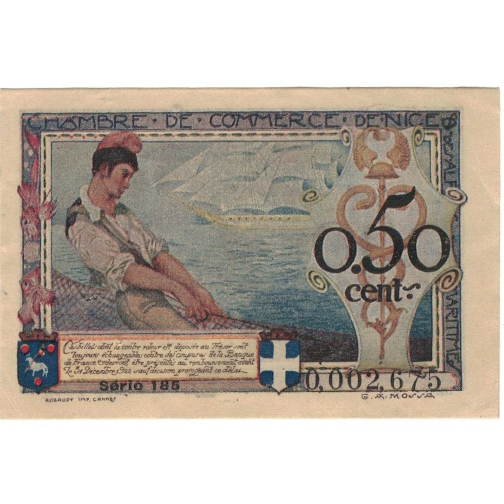 France, Nice, 50 Centimes, 1920, AU(55-58), Pirot:91-9