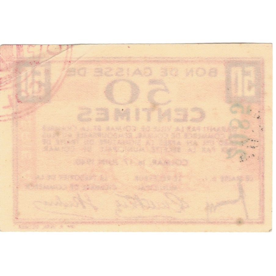 France, Colmar, 50 Centimes, 1940, EF(40-45)