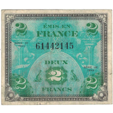 France, 2 Francs, Flag/France, 1944, 61442145, VF(20-25), Fayette:VF16.2