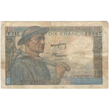 France, 10 Francs, Mineur, 1947, F.145, B+, Fayette:8.18, KM:99f