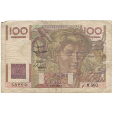 Francja, 100 Francs, Jeune Paysan, 1954, M.580, VF(20-25), Fayette:28.41
