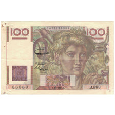 França, 100 Francs, Jeune Paysan, 1954, B.583, VF(20-25), Fayette:28.41