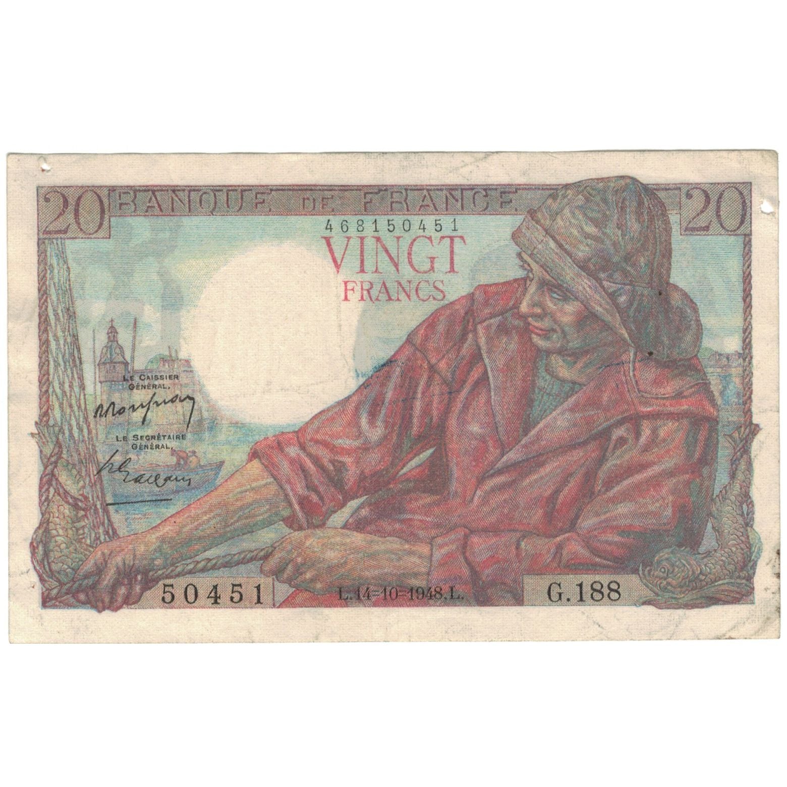 France, 20 Francs, 1948, G.188, VF(30-35), Fayette:13.13, KM:100c