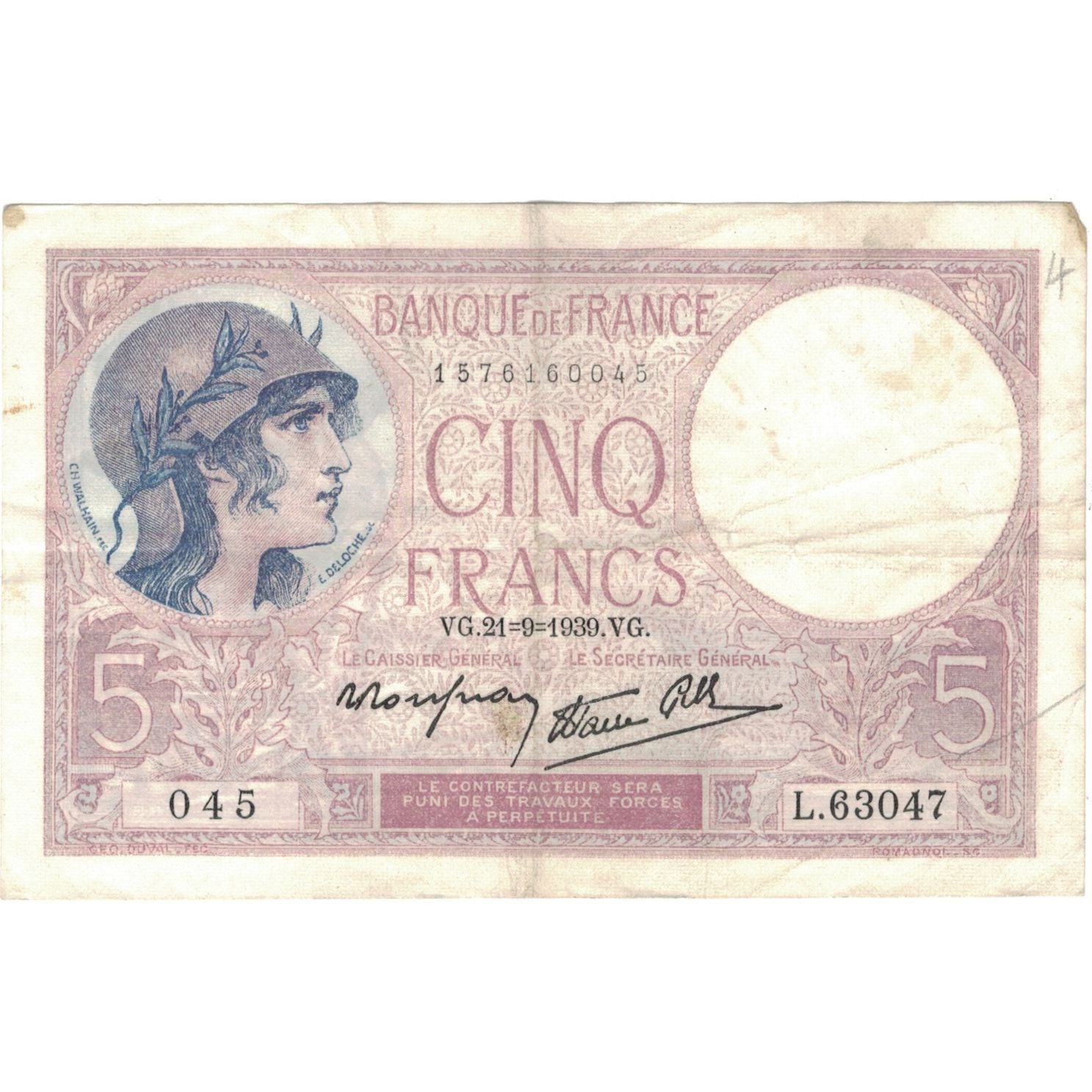 Frankrijk, 5 Francs, Violet, 1930, L.63047, TTB, Fayette:4.9, KM:72d