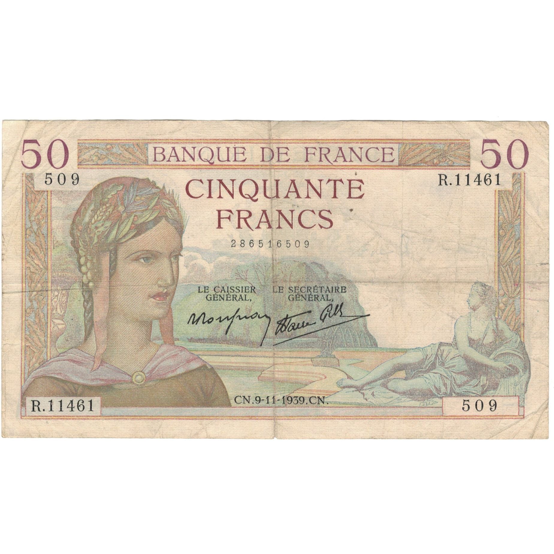 Francia, 50 Francs, Cérès, 1933, R.11461, MB+, Fayette:18.34, KM:85b