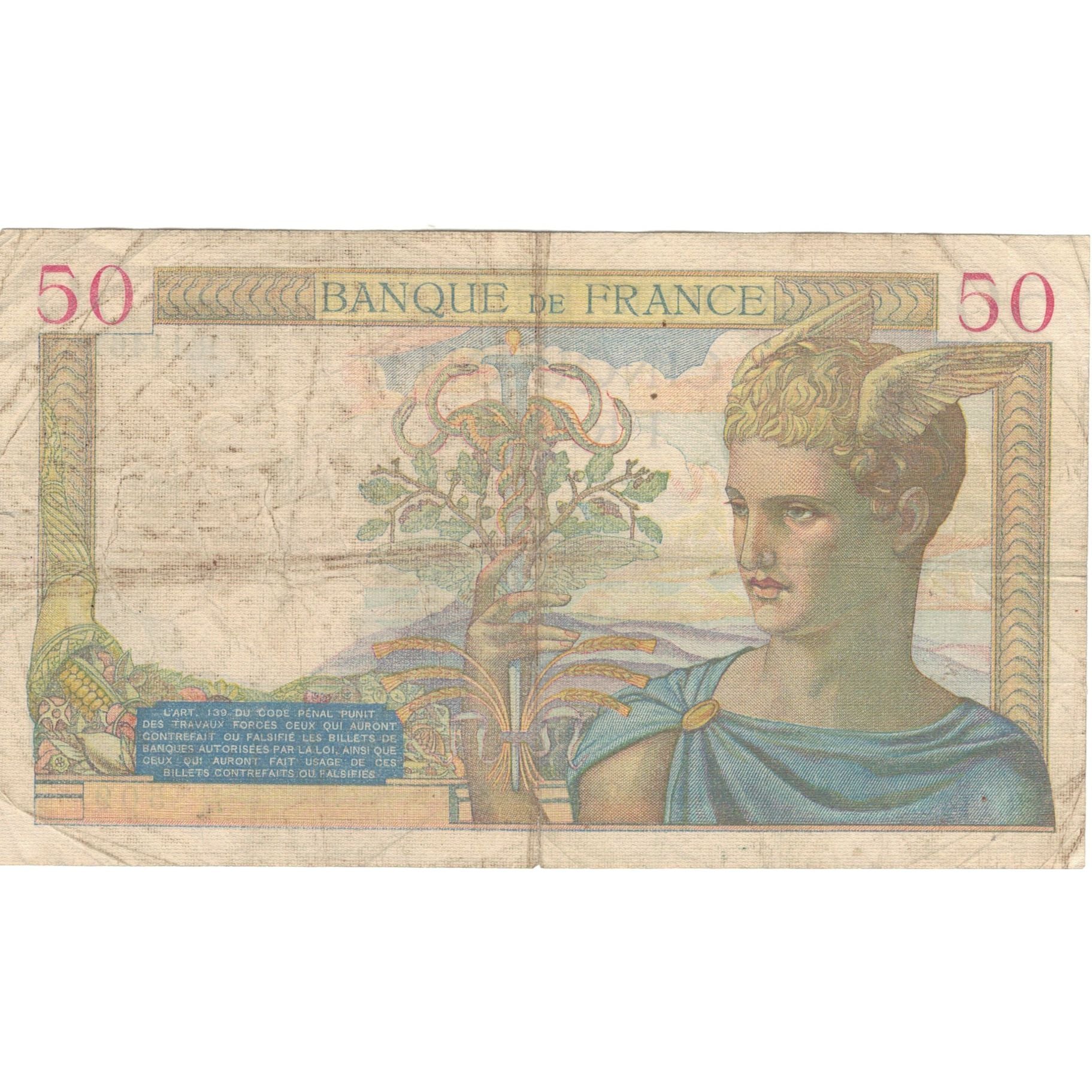 Francia, 50 Francs, Cérès, 1933, R.11461, MB+, Fayette:18.34, KM:85b