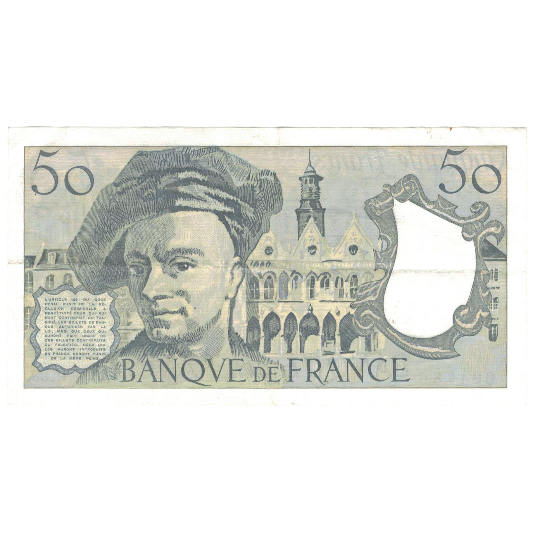 France, 50 Francs, Quentin de La Tour, 1991, R.63, AU(55-58), Fayette:67.17