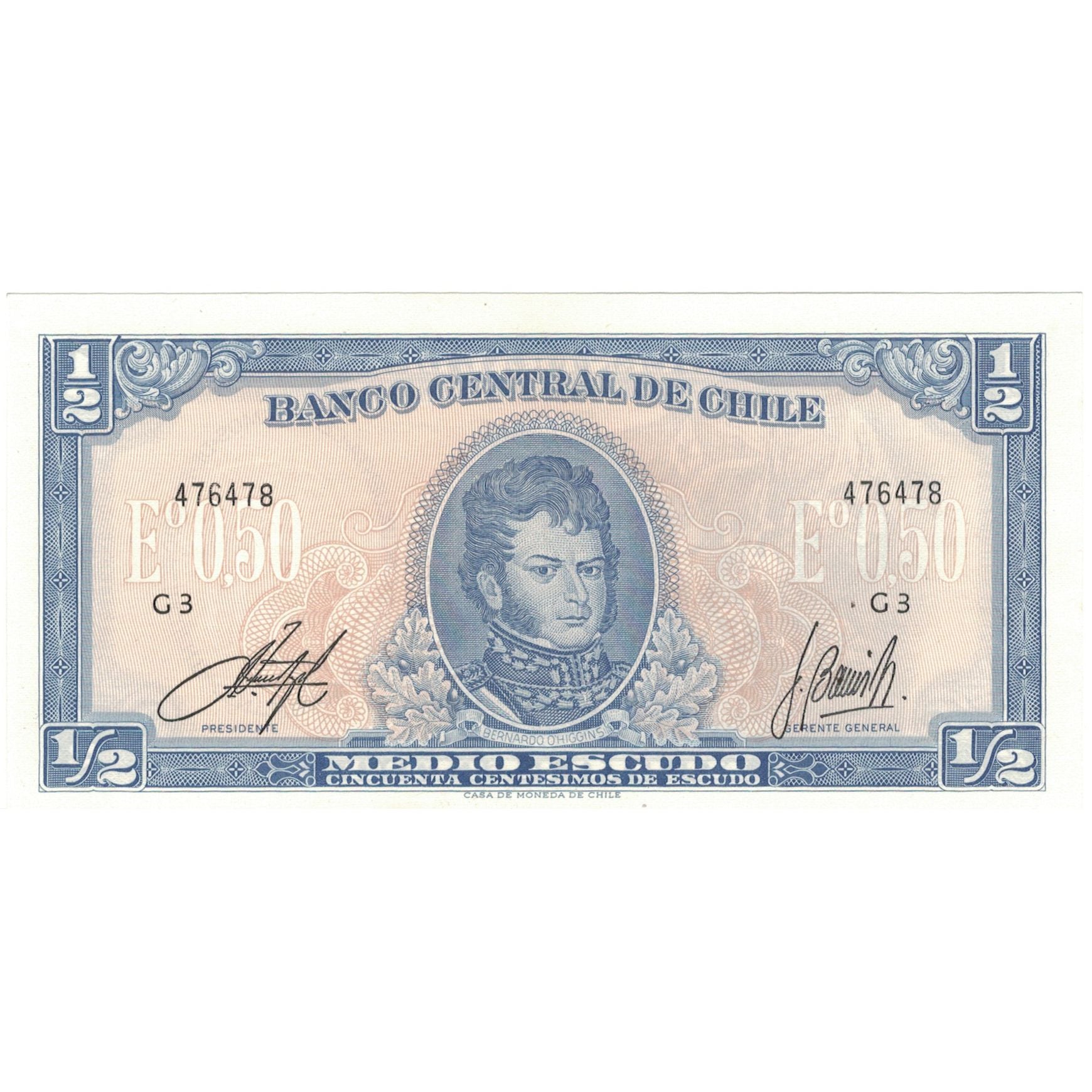 Billet, Chili, 1/2 Escudo, KM:134a, NEUF