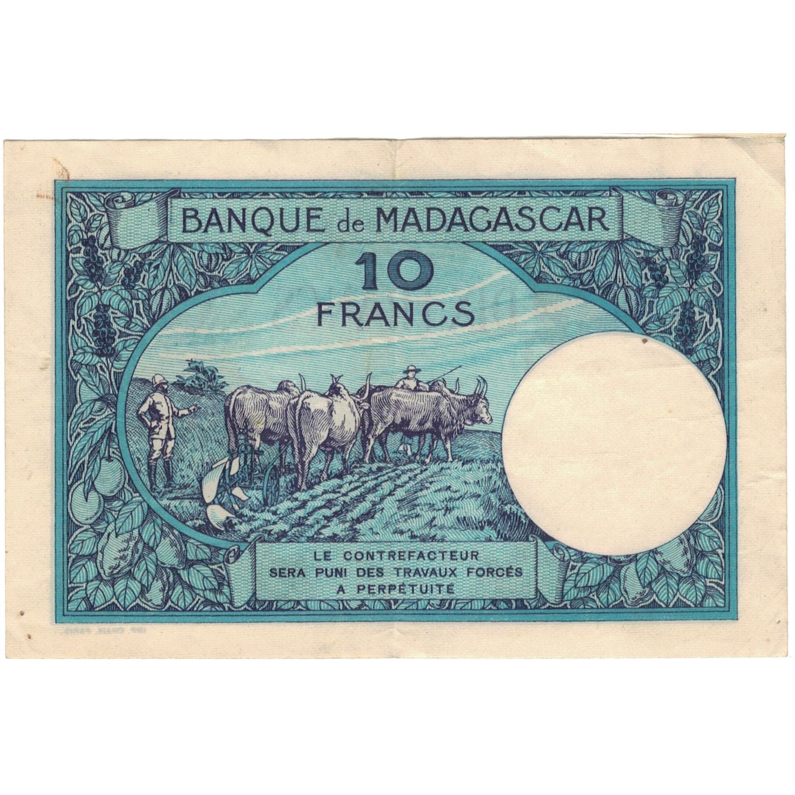 Banknote, Madagascar, 10 Francs, KM:36, EF(40-45)