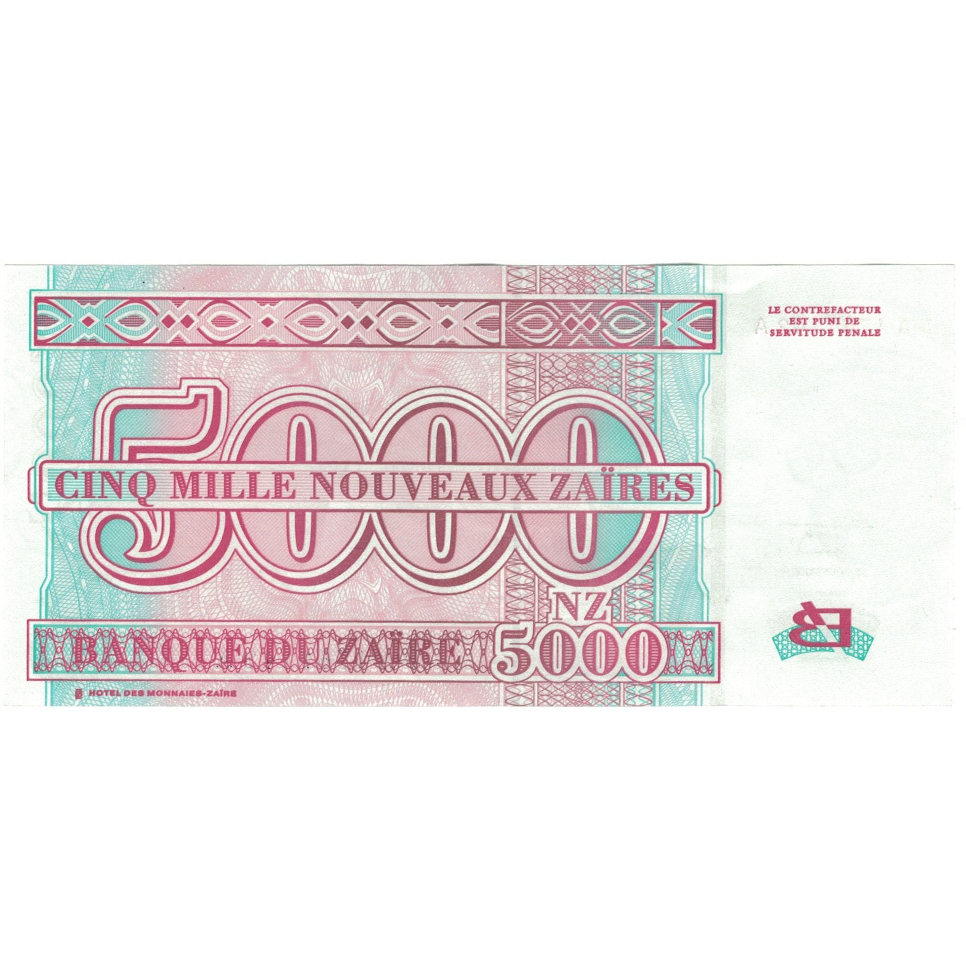 Billet, Zaïre, 5000 Nouveaux Zaïres, 1995, 1995-01-30, KM:69, NEUF