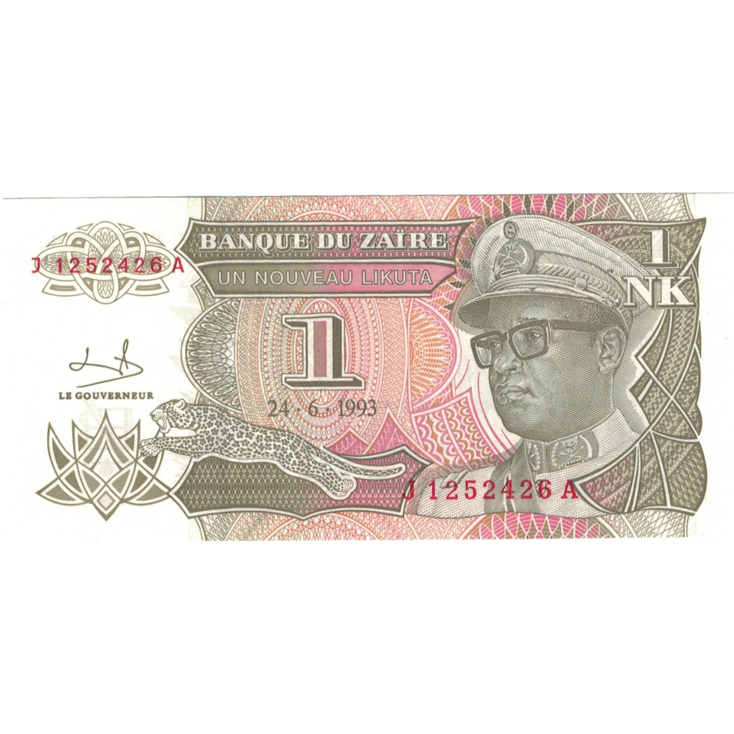 Biljet, Zaïre, 1 Nouveau Likuta, 1993, 1993-06-24, KM:47a, NIEUW