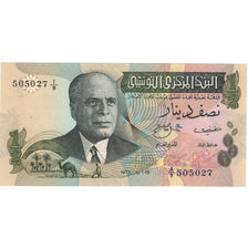 Biljet, Tunisië, 1/2 Dinar, 1973-10-15, KM:69a, NIEUW