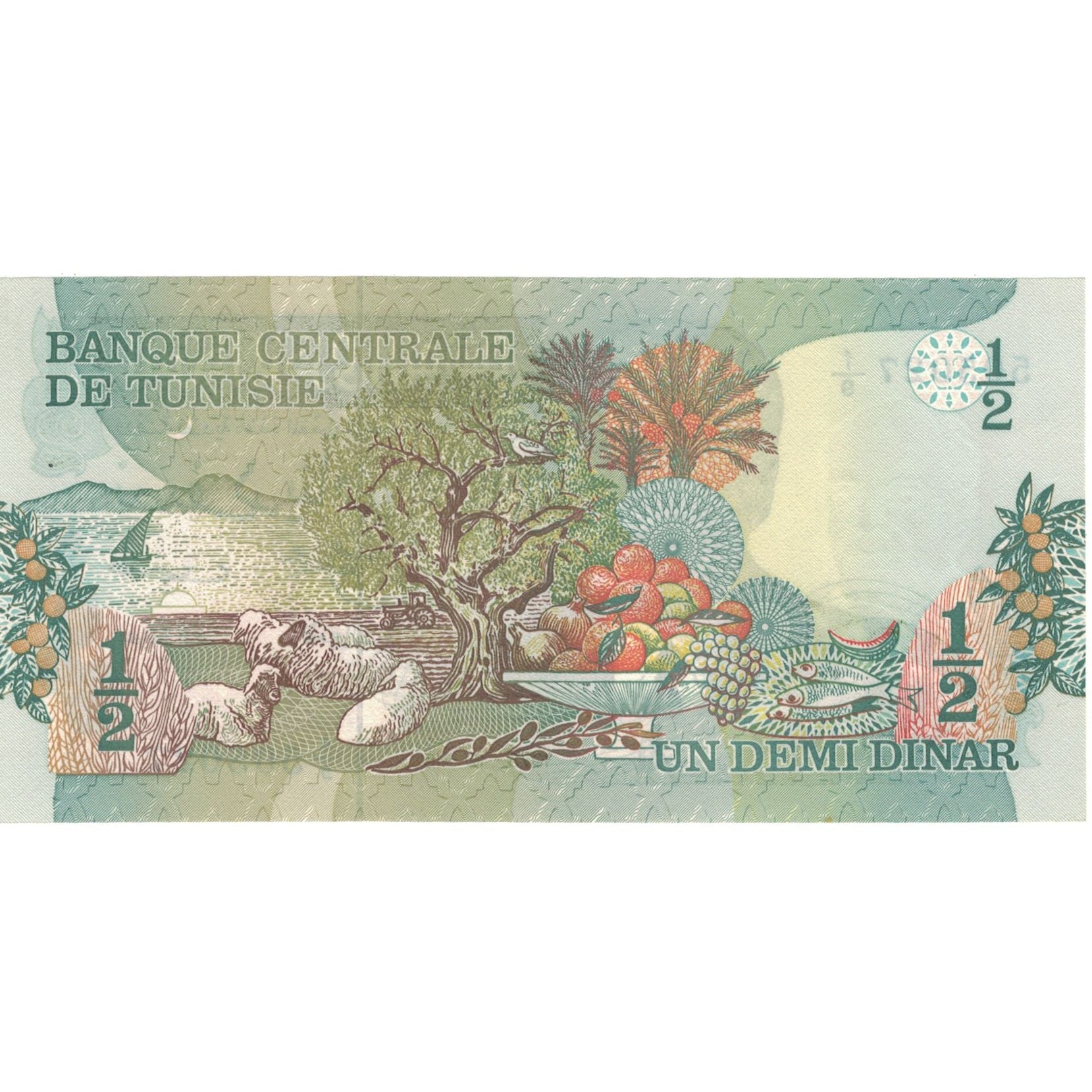 Biljet, Tunisië, 1/2 Dinar, 1973-10-15, KM:69a, NIEUW