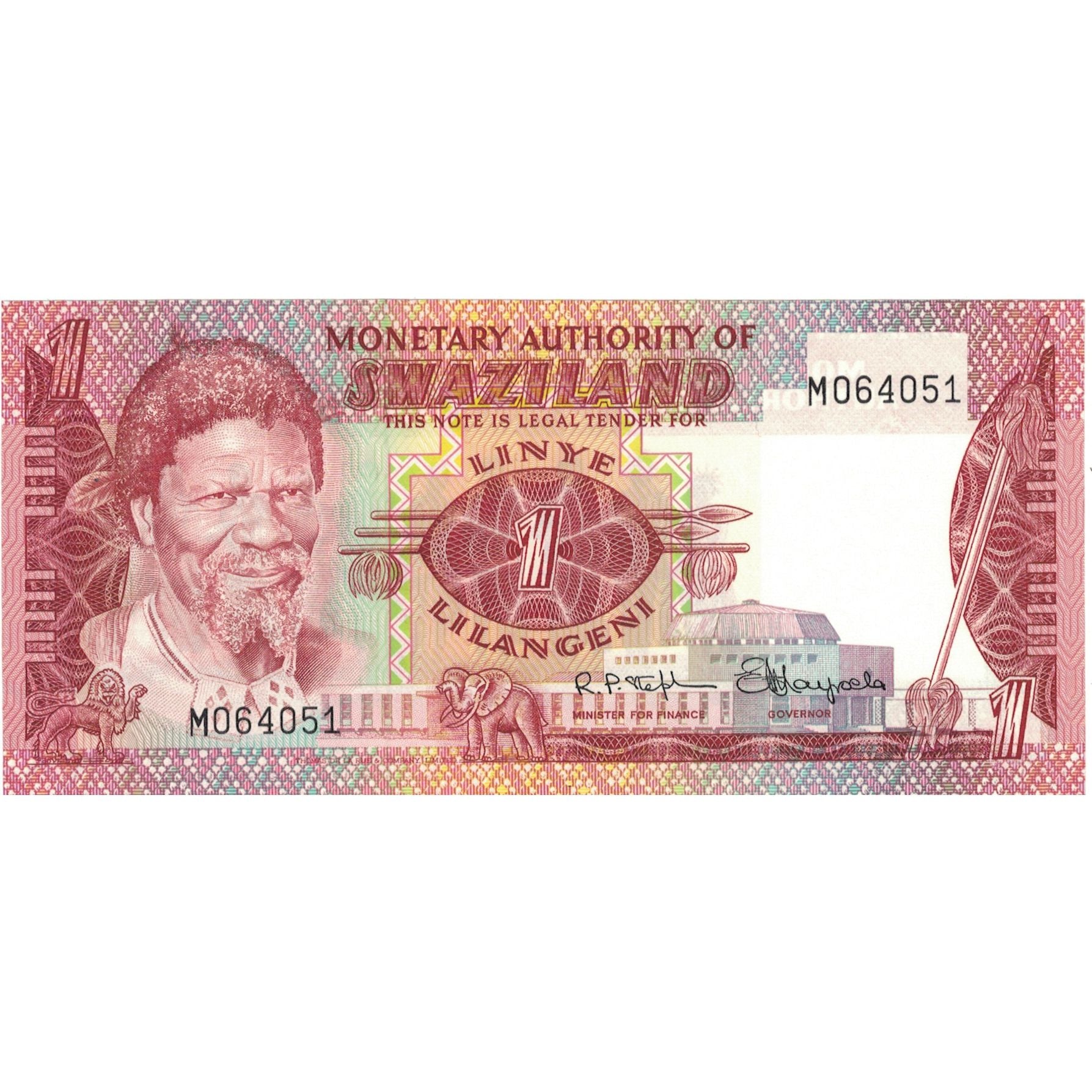 Billete, 1 Lilangeni, Suazilandia, KM:1a, UNC