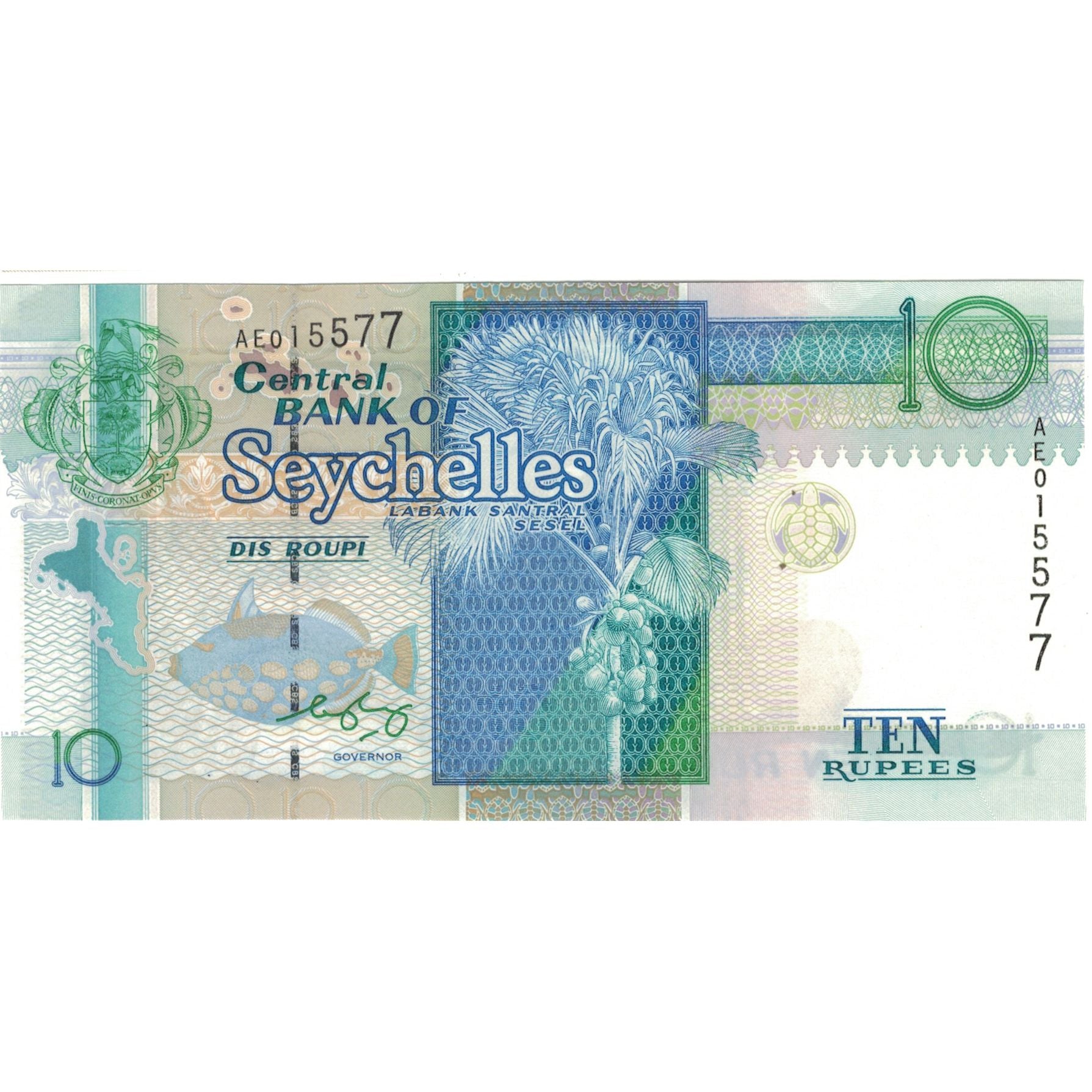 Banknote, Seychelles, 10 Rupees, KM:36a, UNC(65-70)