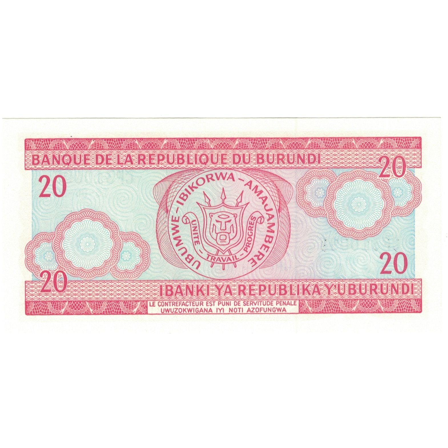 Banknote, Burundi, 20 Francs, 1995, 1995-05-25, KM:27c, UNC(65-70)