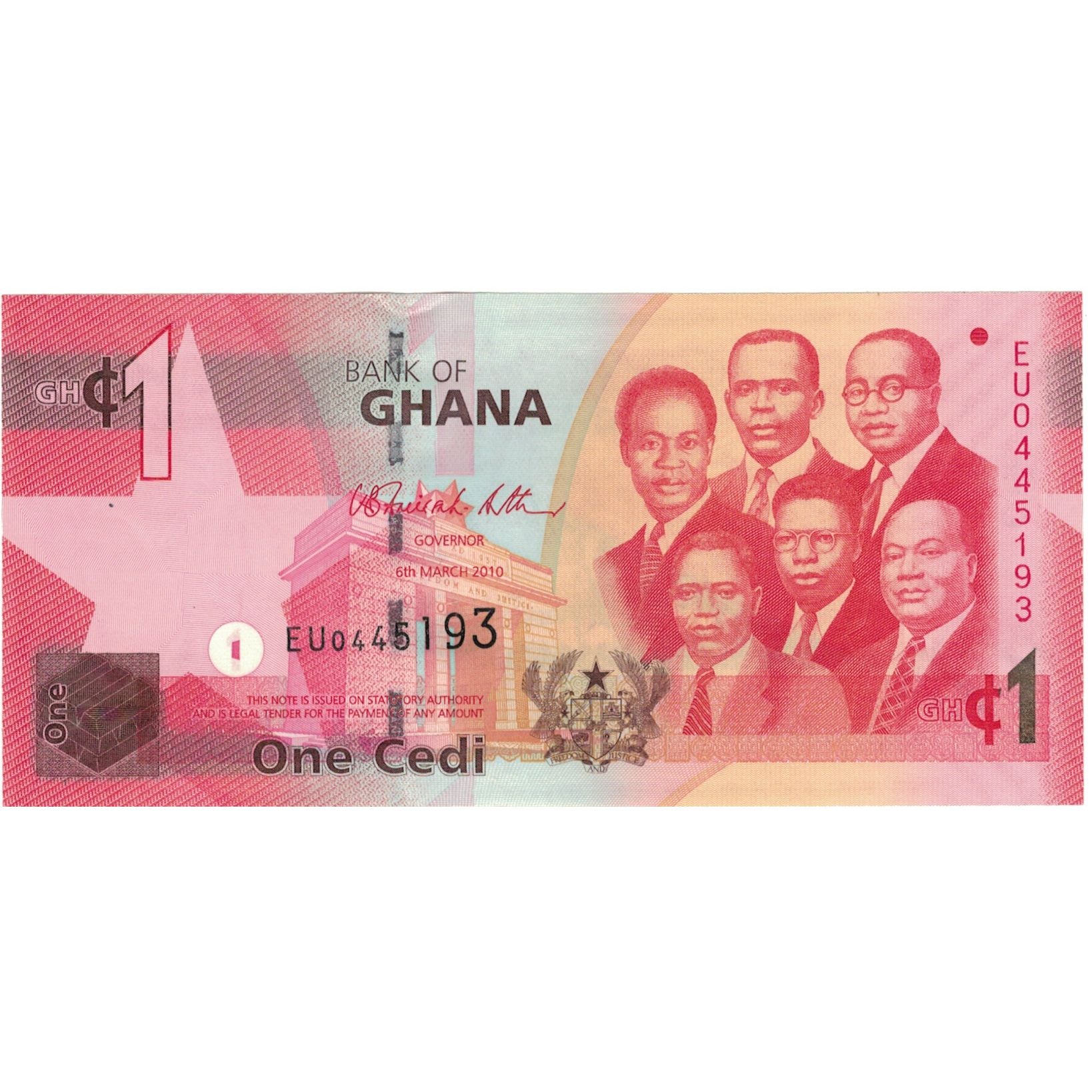 Banconote, Ghana, 1 Cedi, 2010, 2010-03-06, KM:37b, FDS