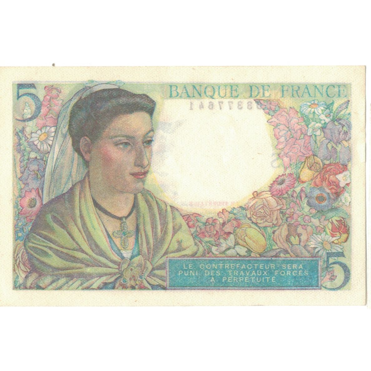 Frankreich, 5 Francs, Berger, 1945, J.122 77641, UNZ, Fayette:05.06, KM:98a