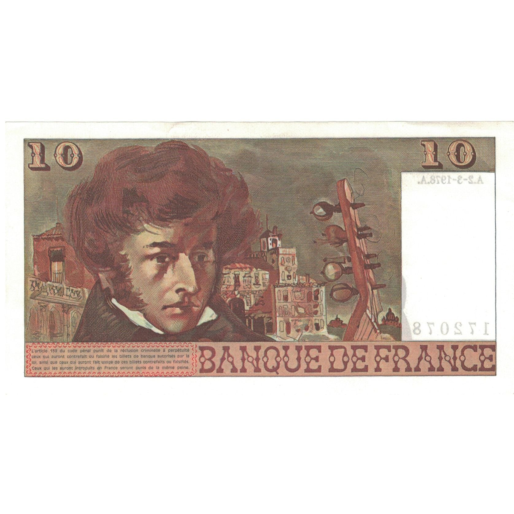 Frankreich, 10 Francs, Berlioz, 1978, T.301, UNZ, Fayette:63.23, KM:150c