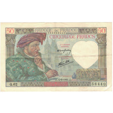Francia, 50 Francs, Jacques Coeur, 1941, Q.62, MBC+, Fayette:19.08, KM:93