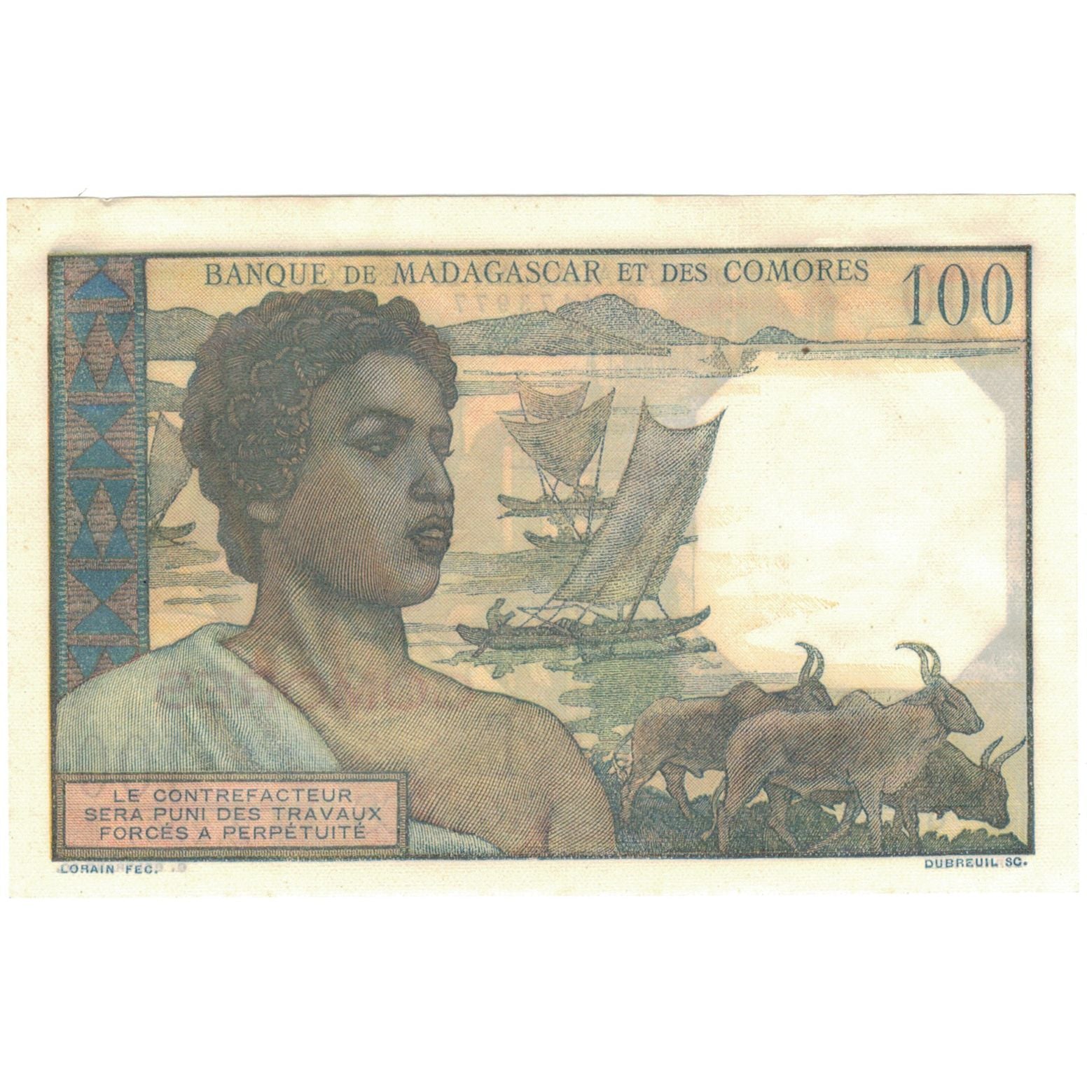 Billet, Comores, 100 Francs, 1960-1963, KM:3b, SUP