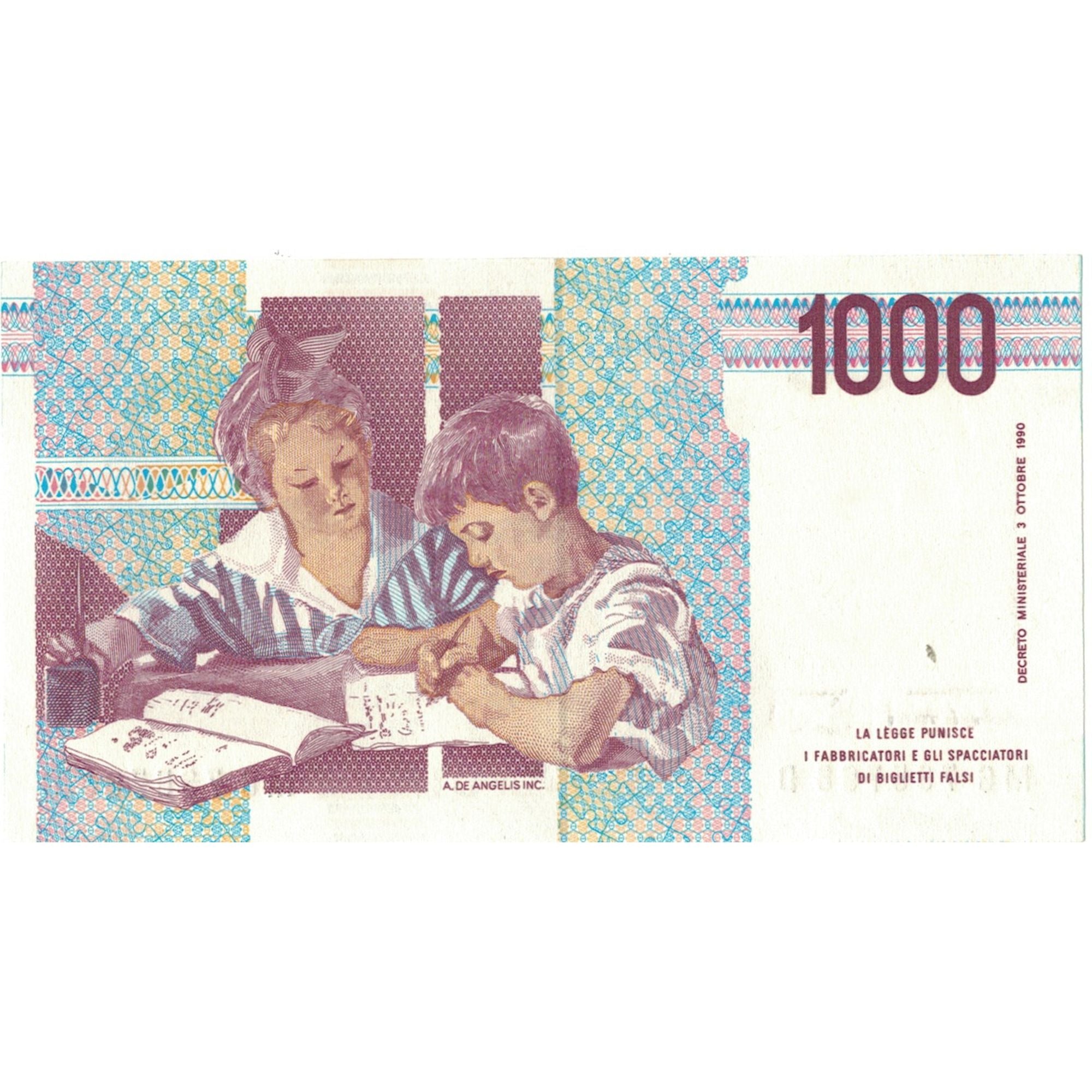 Biljet, Italië, 1000 Lire, 1990-1994, 1990, KM:114c, SPL