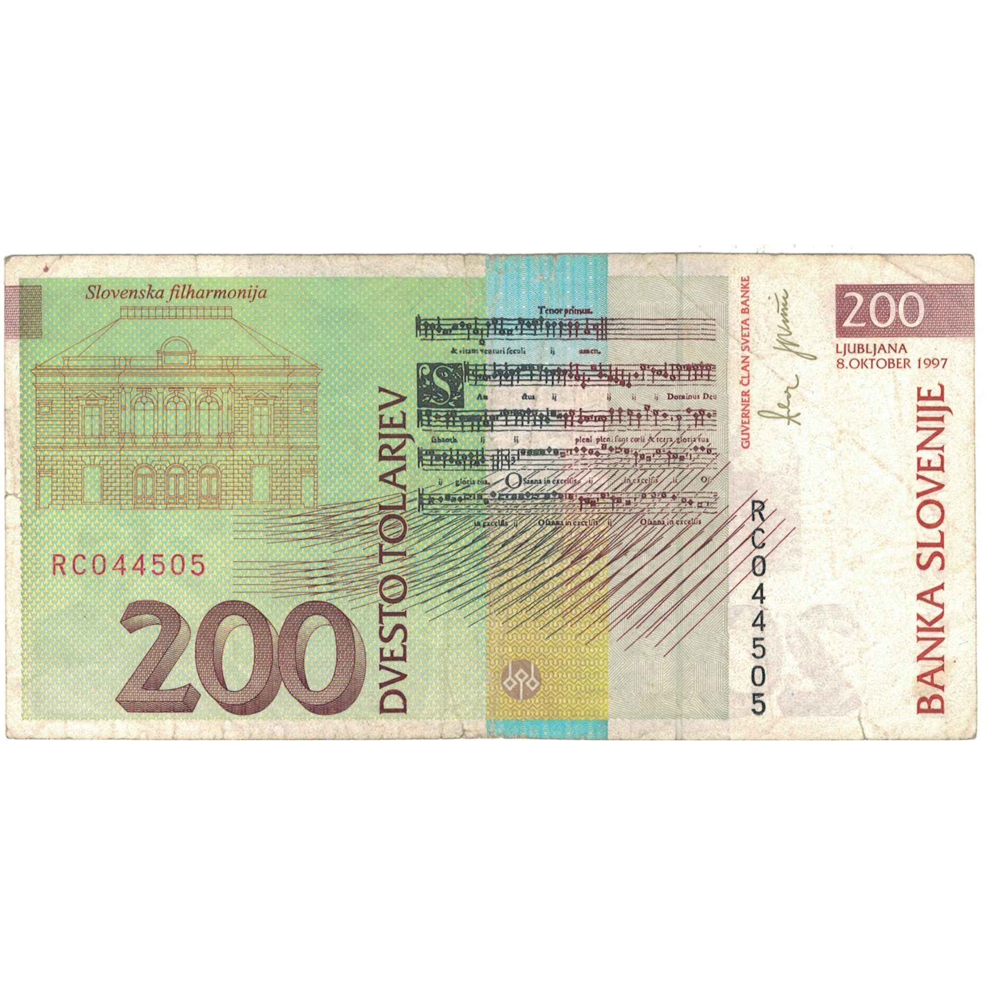 Banknote, Slovenia, 200 Tolarjev, 1997, 1997-10-08, KM:15b, EF(40-45)