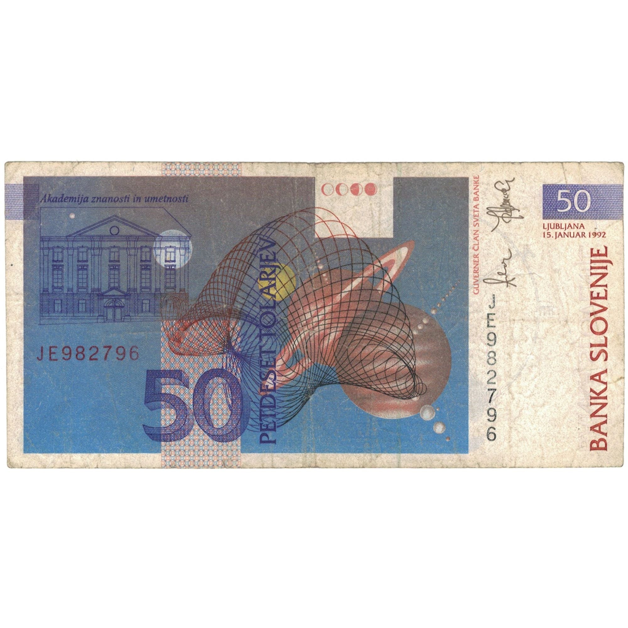 Banknote, Slovenia, 50 Tolarjev, 1992, 1992-01-15, KM:13a, VF(30-35)
