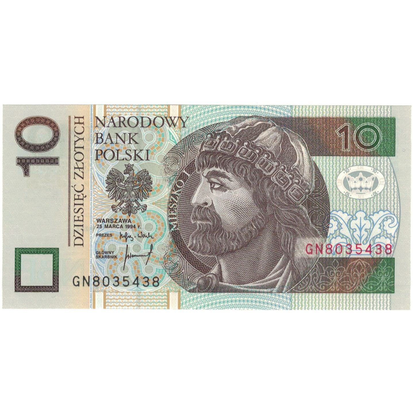 Banknote, Poland, 10 Zlotych, 1994, 1994-03-25, KM:173a, UNC(63)