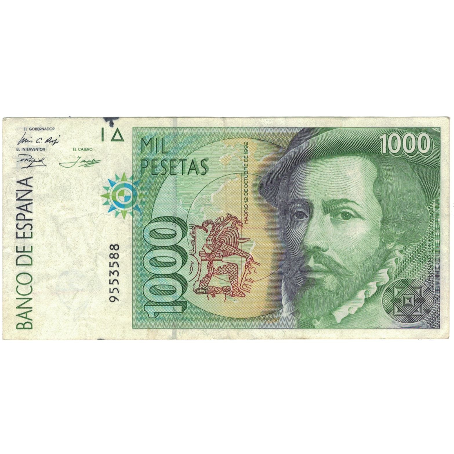 Banknot, Hiszpania, 1000 Pesetas, 1992-10-12, KM:163, VF(20-25)