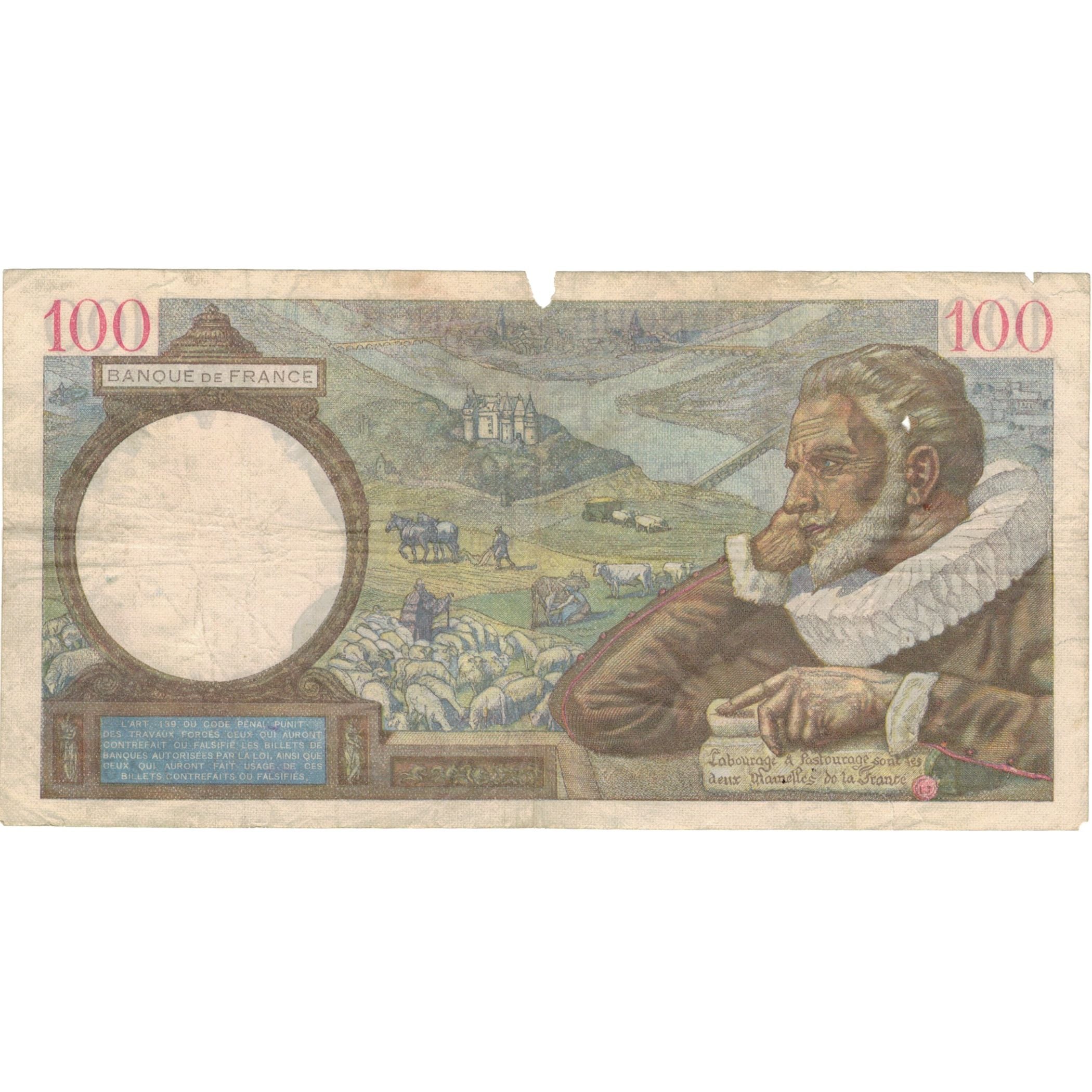 France, 100 Francs, Sully, 1941, H.22376 450, F(12-15), Fayette:26.53, KM:94