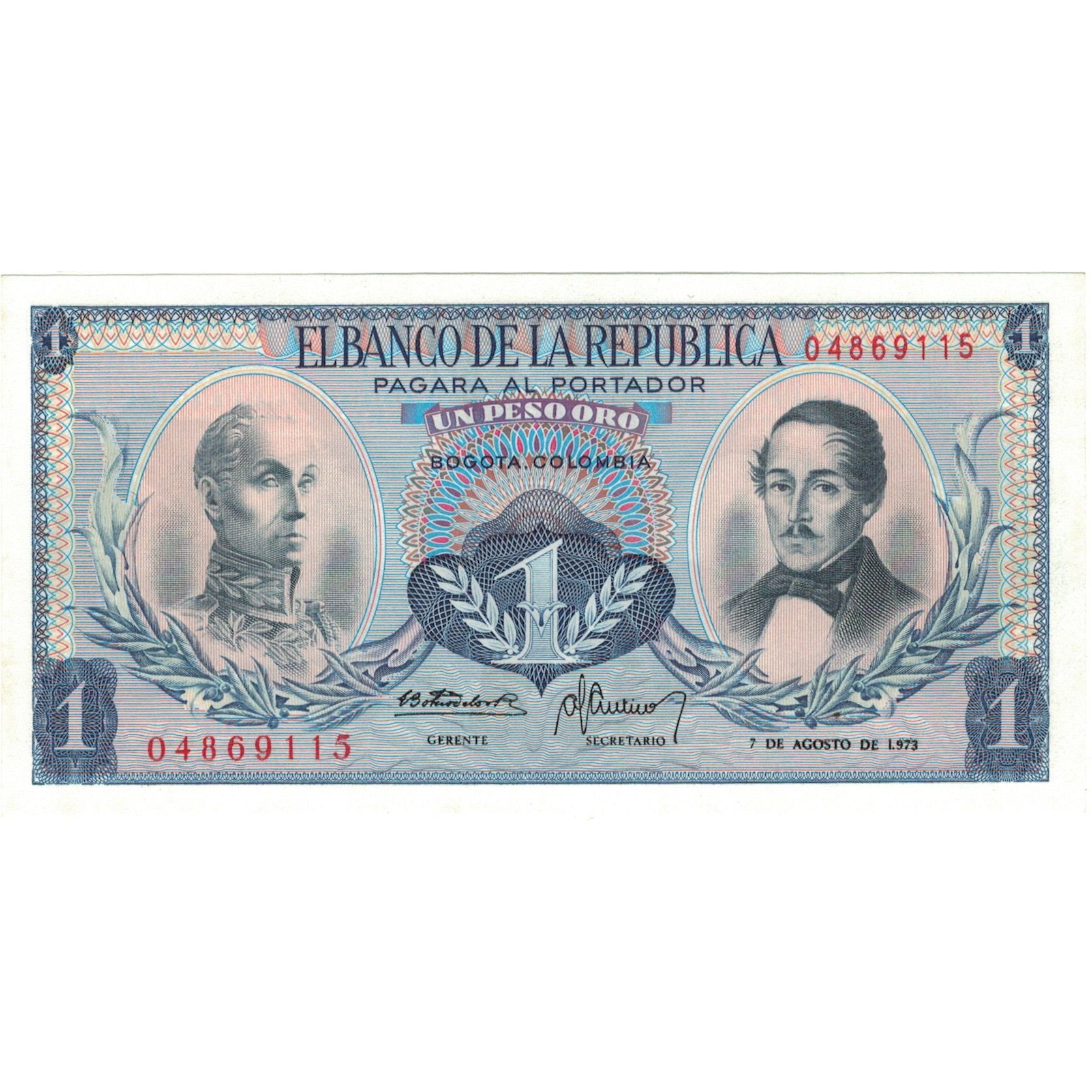 Banknote, Colombia, 1 Peso Oro, 1973, 1973-08-07, KM:404e, UNC(64)