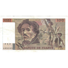 França, 100 Francs, Delacroix, 1993, J.237, EF(40-45), Fayette:69bis.8, KM:154g