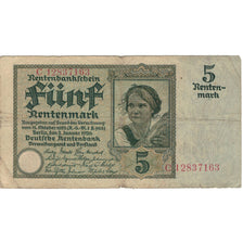 Banknote, Germany, 5 Rentenmark, 1926, 1926-01-02, KM:169, VF(20-25)