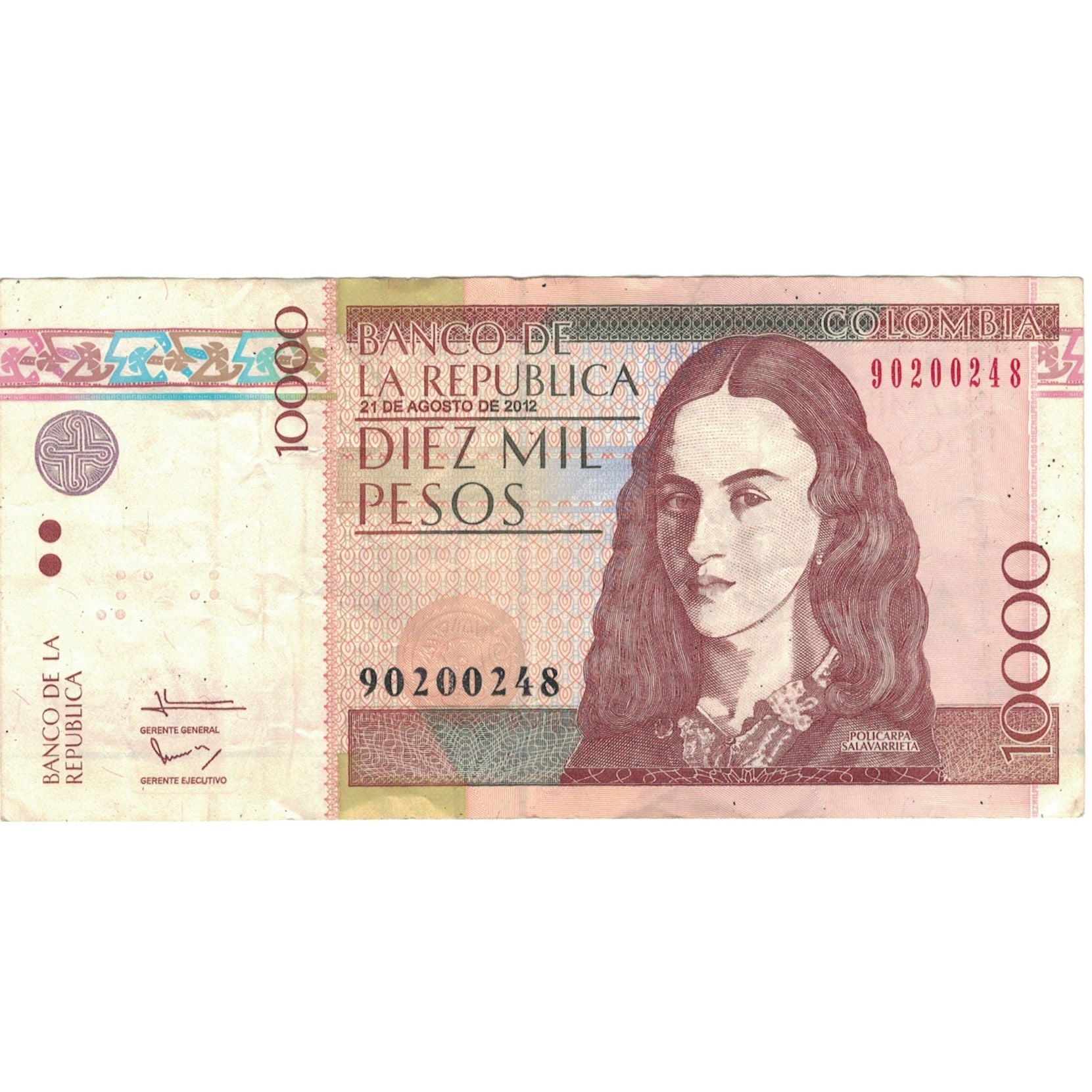 Banknote, Colombia, 10 000 Pesos, 2012, 2012-08-22, EF(40-45)