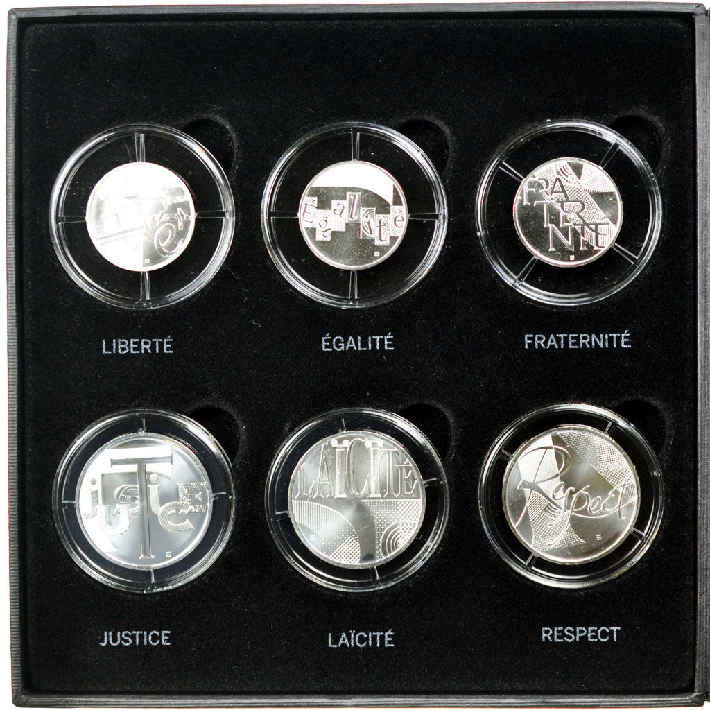 Vème République, Coffret 7 pièces Valeurs de la République Or et Argent 2013