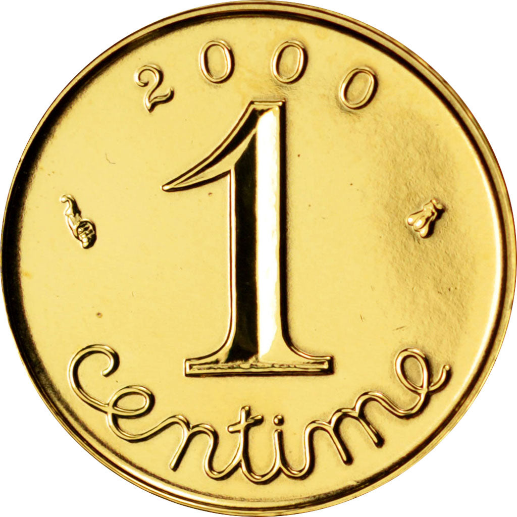 FRANCE, Épi, Centime, 2000, Paris, KM #928a, MS(65-70), Gold, Gadoury #91a, 2.50