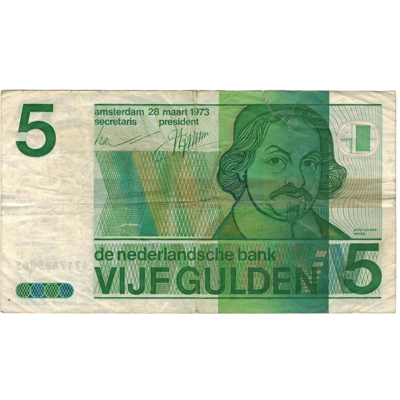 Banknote, Netherlands, 5 Gulden, 1973, 1973-03-28, KM:95a, VF(30-35)
