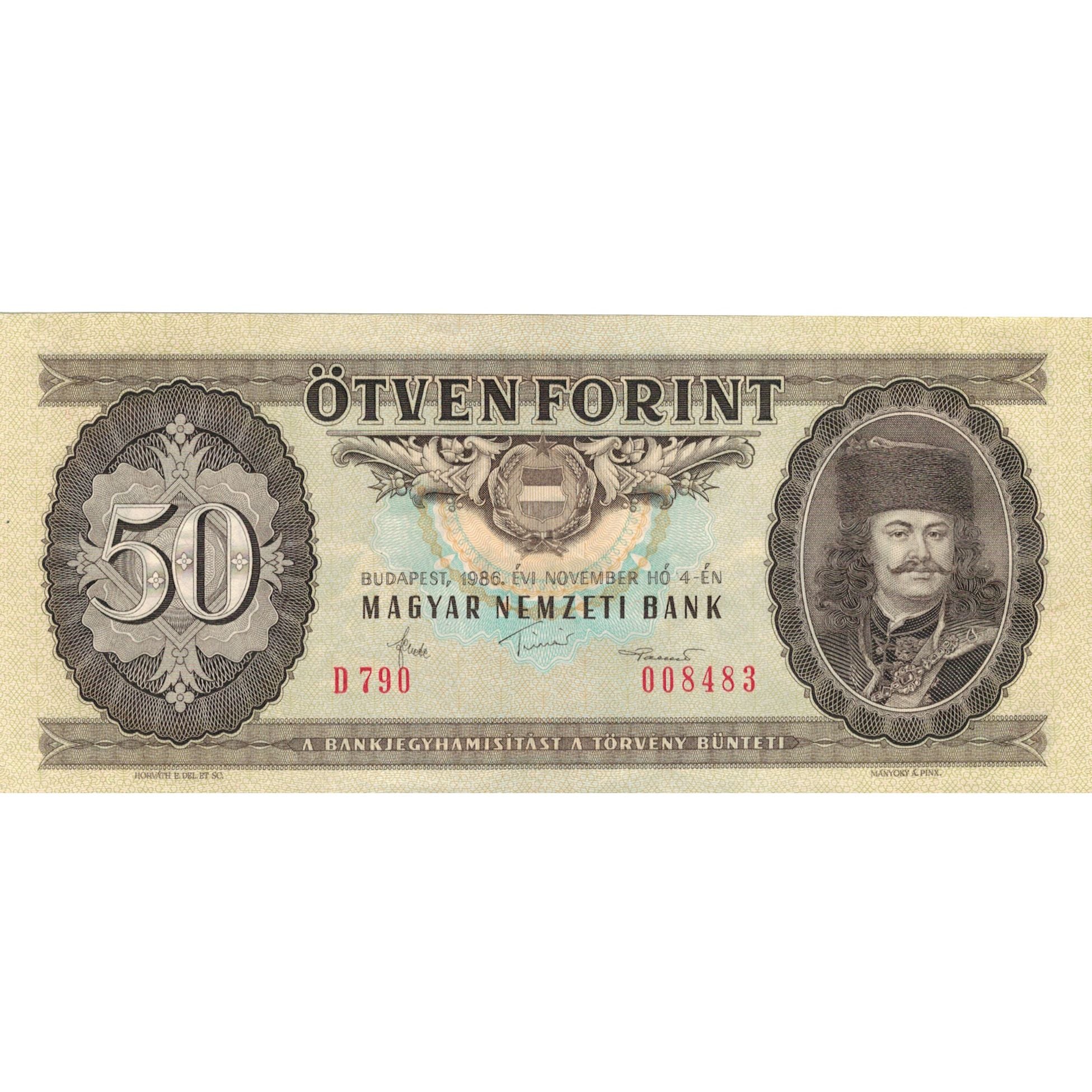 Billet, Hongrie, 50 Forint, 1986, 1986-11-04, KM:170g, SUP