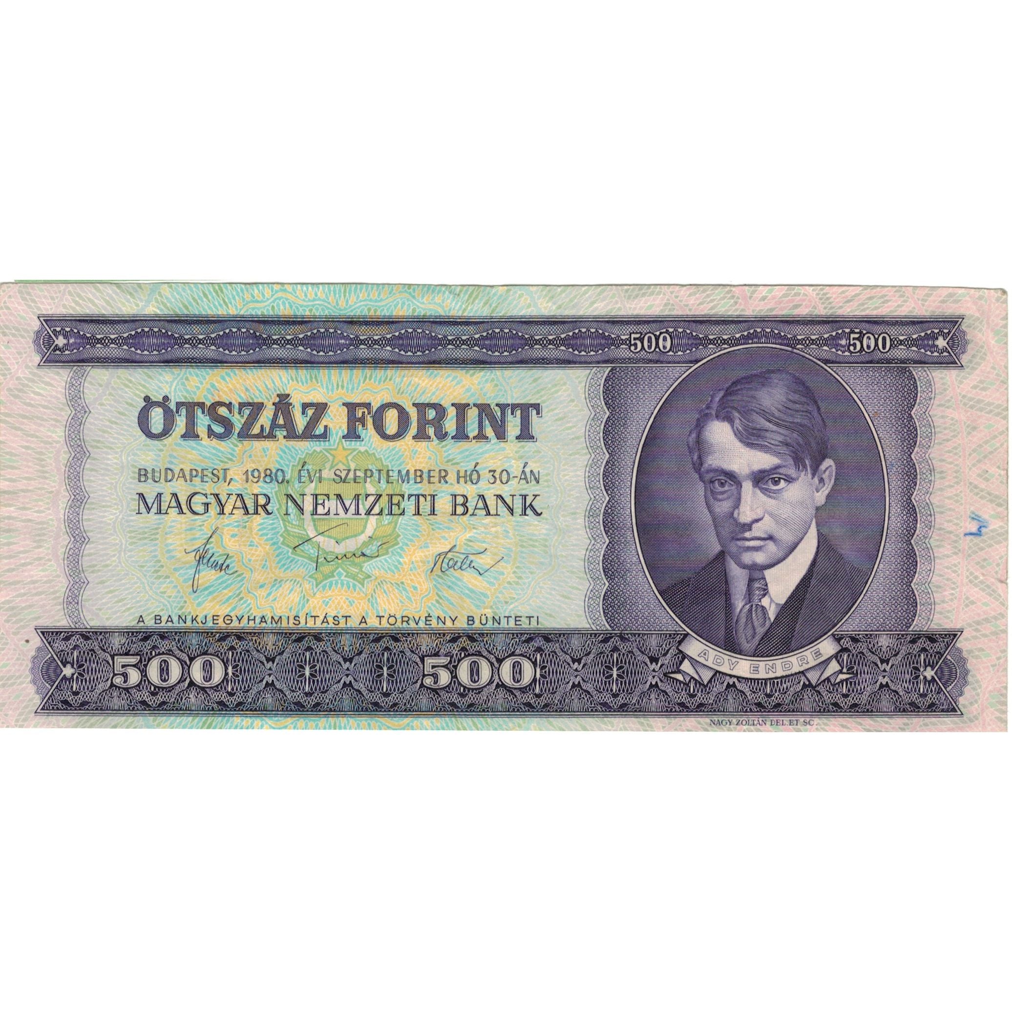 Banconote, Ungheria, 500 Forint, 1980, 1980-09-30, KM:172c, MB+