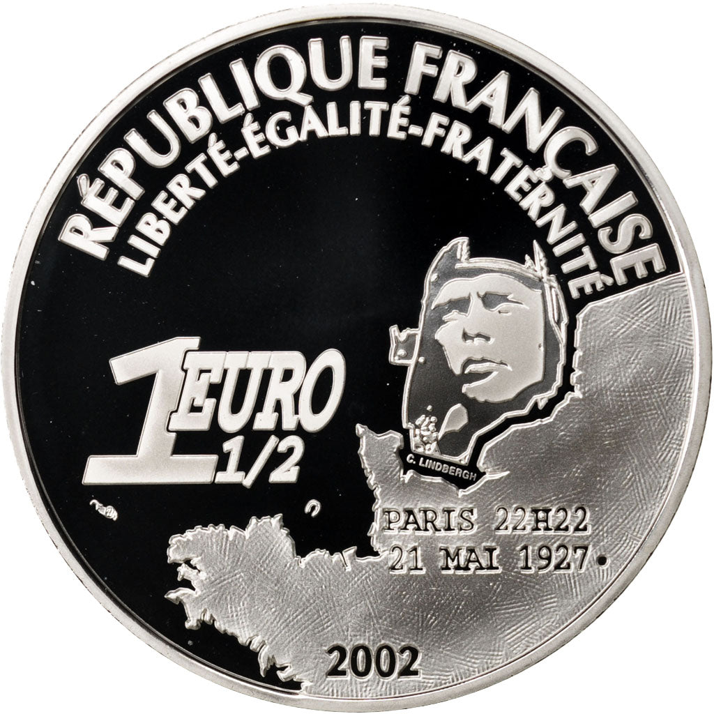 Vème République, 1,50 Euro 1er Vol au dessus de l'Atlantique 2002