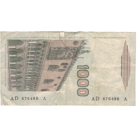 Banknot, Włochy, 1000 Lire, 1982-1983, 1982-01-06, KM:109b, G(4-6)